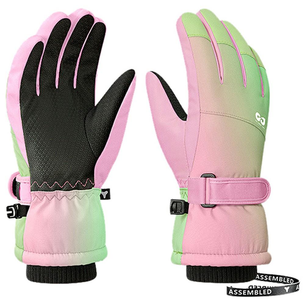GOLOVEJOY DRST39 1 Pair Winter Ski Gloves for 4-7 Years Kids Waterproof Windproof Snow Mittens Size S F