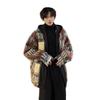 Men's Retro Plaid Patchwork Wool Hooded Jacket - Double-Sided, Thickened Outerwear for Autumn/Winter