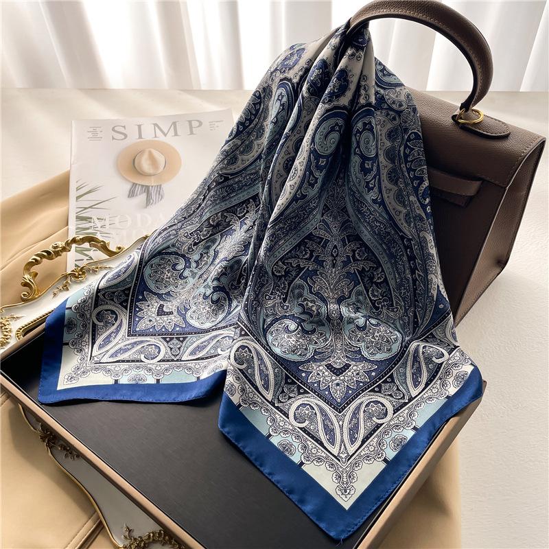 70cm Square Luxury Cashew Print Soft Satin Scarf Ladies Headband Small Hair Scarves Band Female Handkerchief Bandana Foulard