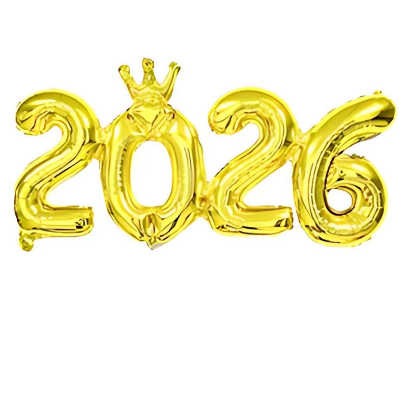 Crown Number Foil Balloons Happy New Year Eve Party Decoration Photo Booth Props Supplies Christmas Home Decor Navidad 2026