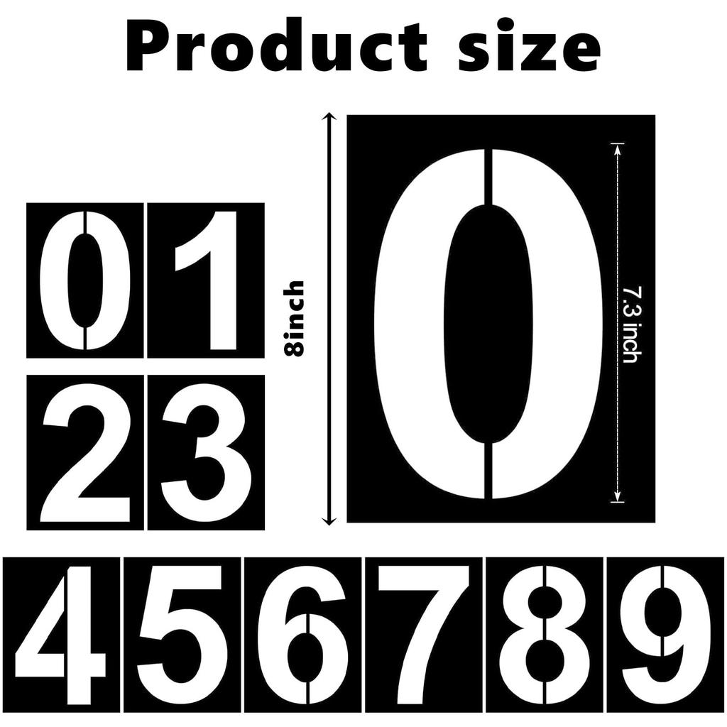 8 Inch Number Stencils 0 9 10 Piece Reusable Plastic Digit Templates for Painting Address Numbers Mailbox Signs Signage Projects