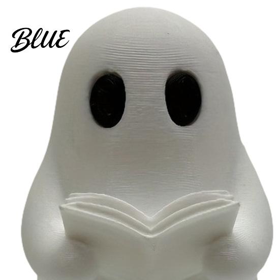 Decorative Figures for Bookshelves Halloween Mini Ghost Reading Book Ornament 3D Printed Cute Little Handmade Table Centerpieces Figurine,