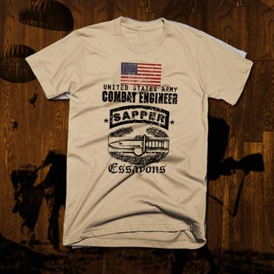 Combat T-shirt Military Infantry Sapper Tactical Assault Combat Engineer Tee