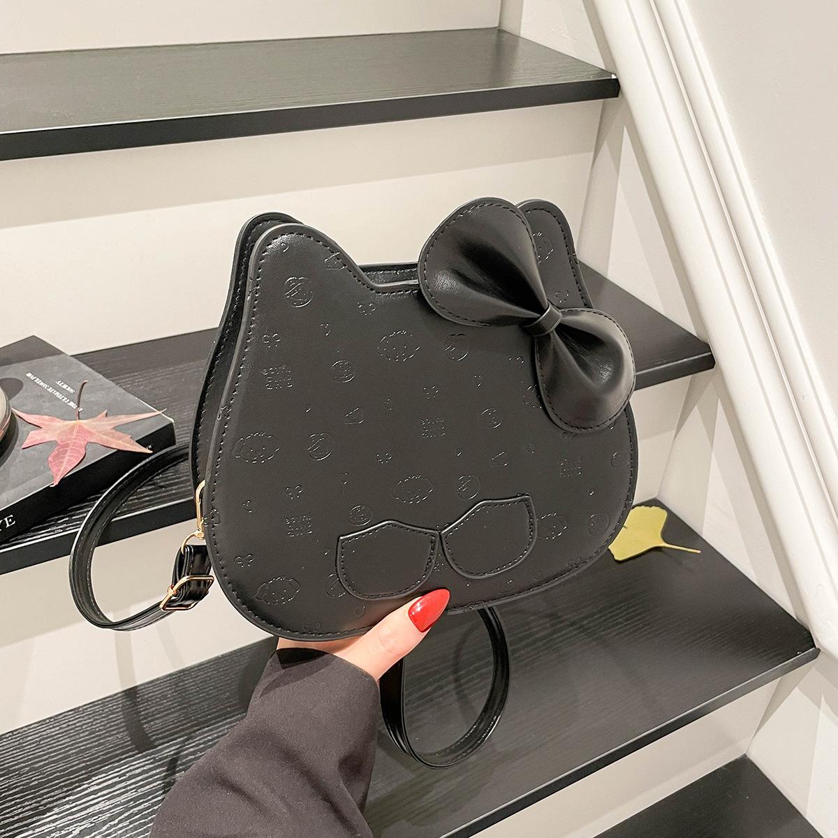 

Hello Kitty мила дівчинка універсальна сумка через плече жіноча нова осінь та зима однотонна проста преміальна текстура сумка-месенджер чорний