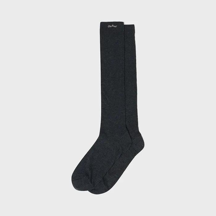 Clover Heart Sheer Knee Socks Dark Gray