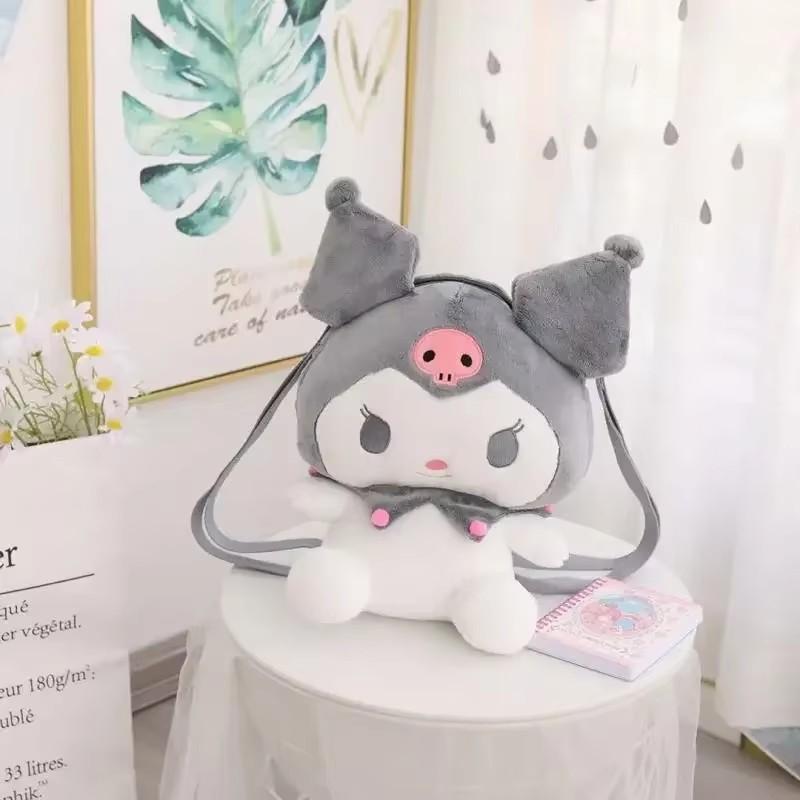 Kawaii Sanrio Plush Backpack for Girls, Cute Kuromi Cinnamoroll My Melody Cartoon Anime School Bag, Lightweight Travel Bag