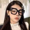 Vintage Black Thick Frame Glasses for Woman Man Spectacles Unisex Fashion Oversized Transparent Lenses Daily Wear Eyewear