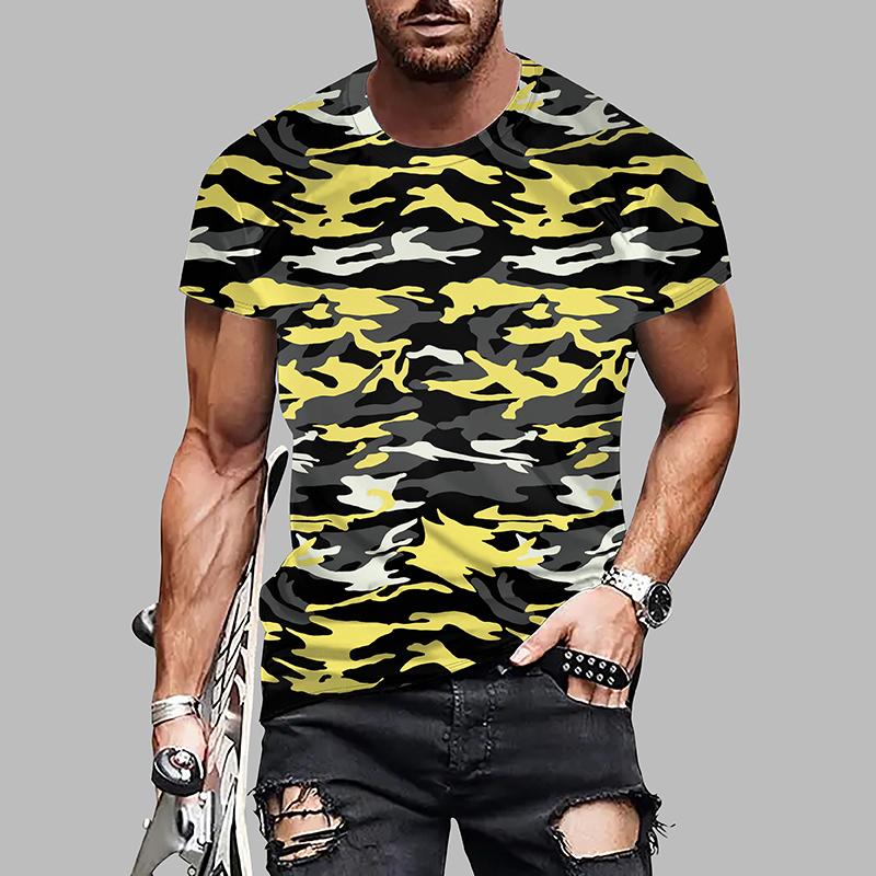 Neues Sommer-T-Shirt für Herrenmode mit Persönlichkeit und Camouflage-Print für Herren