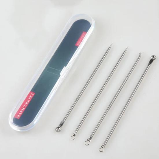 

4Pcs Pimple Popper Tool Kit, Blackhead Remover Acne Needle Tools Set Removing Care Comedone Whitehead Popping Zit Skin Care Tool 4pcs silver
