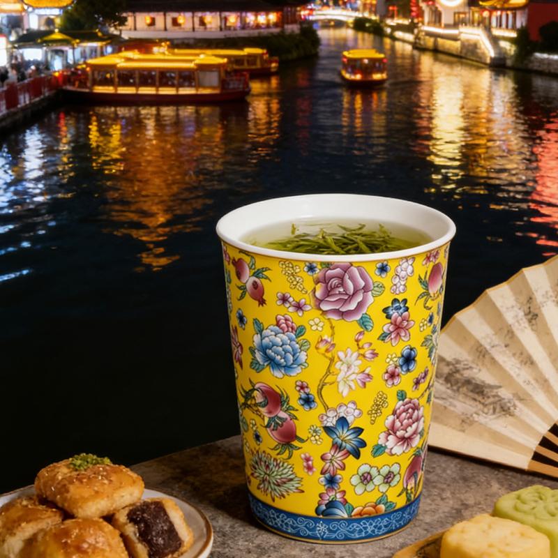 300ml Vintage Floral Pattern Chinese Tea Cup Ceramic Tiki Painted Cocktail Cups Personalized Cup Household Water Cup Gift Giving