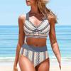Women's Halter Complex Pattern Print Bikini Tankini Swimsuit