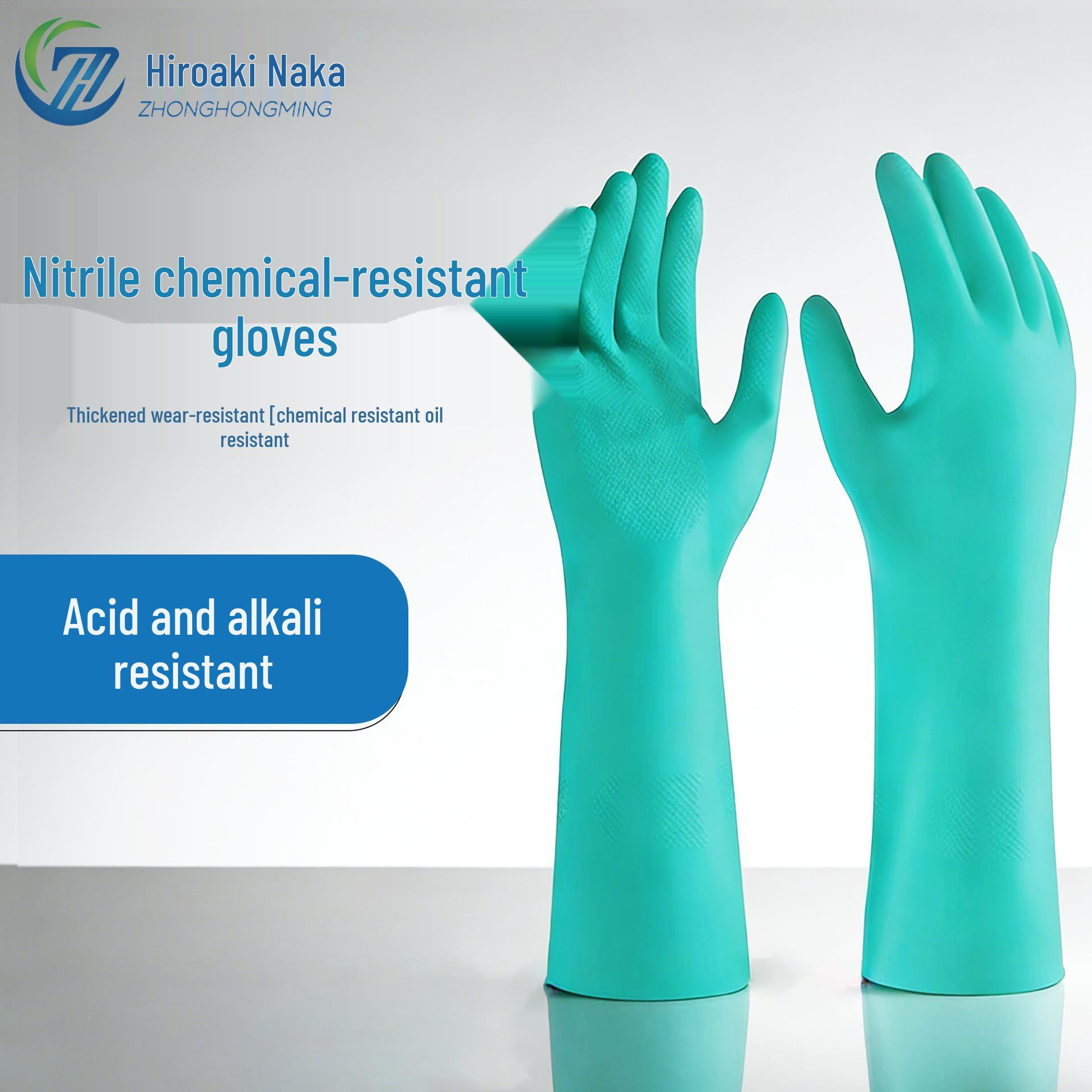Chemical Oil-Resistant Nitrile Rubber Gloves: Acid & Alkali Resistant, Durable for Industrial & Household Use 7 Green Nitrile Chemical Protective