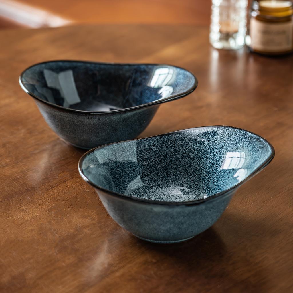 Yuanbao Bowl High Value Kiln Glaze Ceramic Bowl Household Retro Tableware Bowl Restaurant Noodle Bowl Vegetable Bowl Salad Bowl