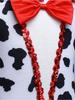 Kinderen Dalmatische Tutu Kostuum Mouwloos Strikje Pailletten Ruguitsnijding Gaas Pofmouw Jurk en Ingebouwde Kruisknopen Slipje