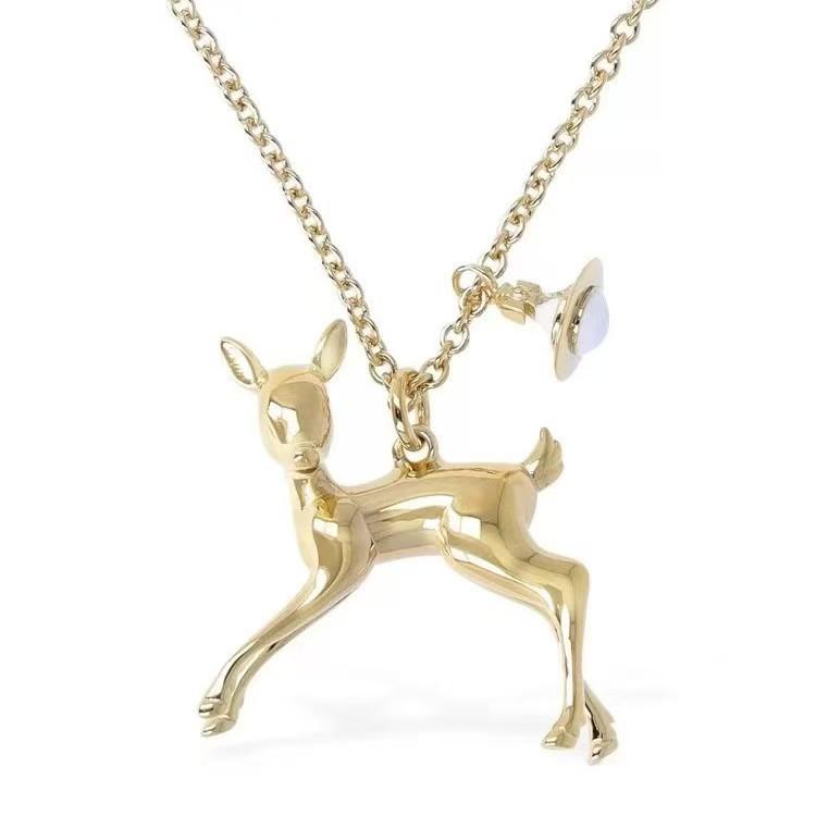 Ожерелье «Императрица Цыси», лимитированная серия, с оленями: Золотая подвеска Мода