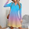 Women's Fashion Gradient V-neck Long Sleeve Dress