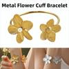 Fashion Flower Cuff Bracelet Gold Color Open Arm Bangle Exquisite Vintage Elegant Bangles  Wedding