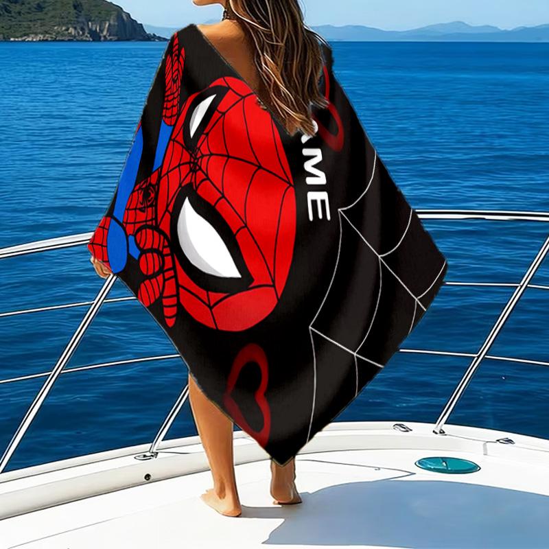 1pc Spider Man1 Beach Towel with Custom Name, Beach/Swimming/Bath/Picnic/Camping Towel, Suitable for Seaside Beaches