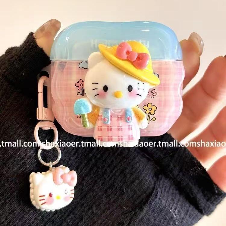Ins Wind HelloKitty Cat Applies Airpodspro1 Protective Case New Three-dimensional Cartoon 1 Earphone Case Soft 1