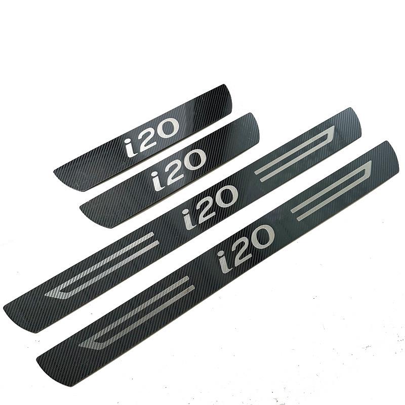 Hyundai i20 Stal nierdzewna Nakładki na progi, Naklejki antypoślizgowe, Listwy ochronne przed zarysowaniem.