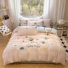Cute Four-Piece Embroidered Cotton Bedding Set - Skin-Friendly, Breathable, Universal for All Seasons, Perfect for Dorms and Homes