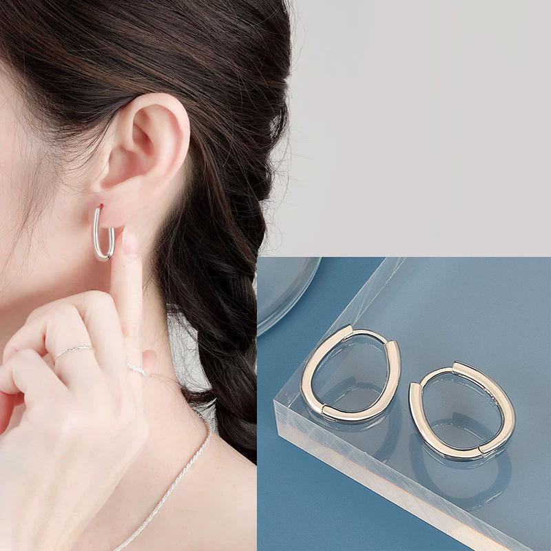 925 Sterling Silver Asymmetric Hoop Earrings for Women Girls Gold Silver Color Party Jewelry Gifts