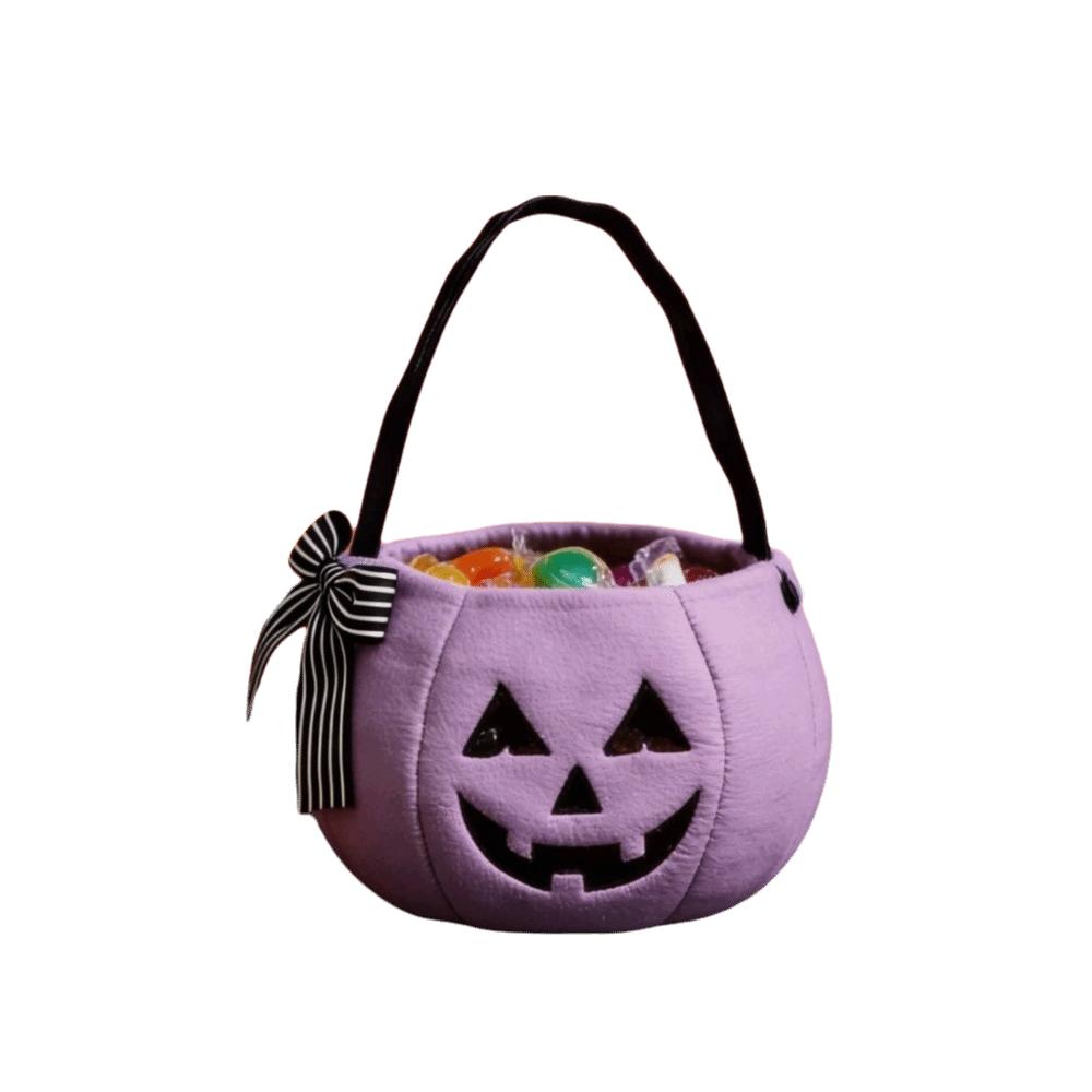 Portable Halloween Pumpkin Bucket Lace Bow Bow Candy Bag Cute Trick Or Treat Bags  Cosplay Dress-up