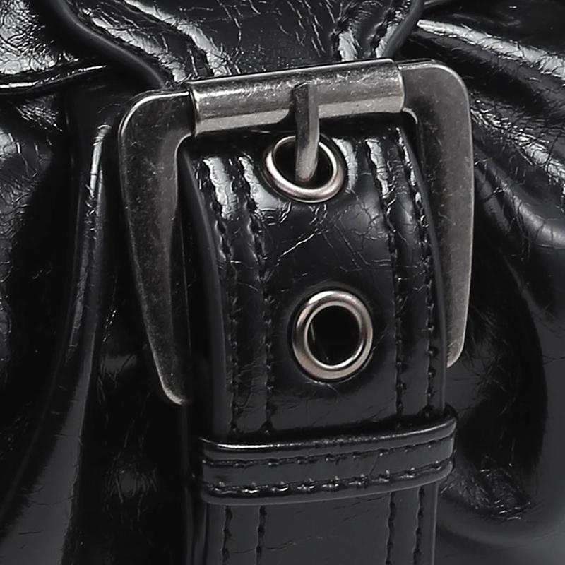 Yogodlns Retro Plisserad Axelväska Mode Maillard Hot Girl Underarmsväska Läder Punk Motorcykelväska Kvinnor Vardagliga Hoboväskor