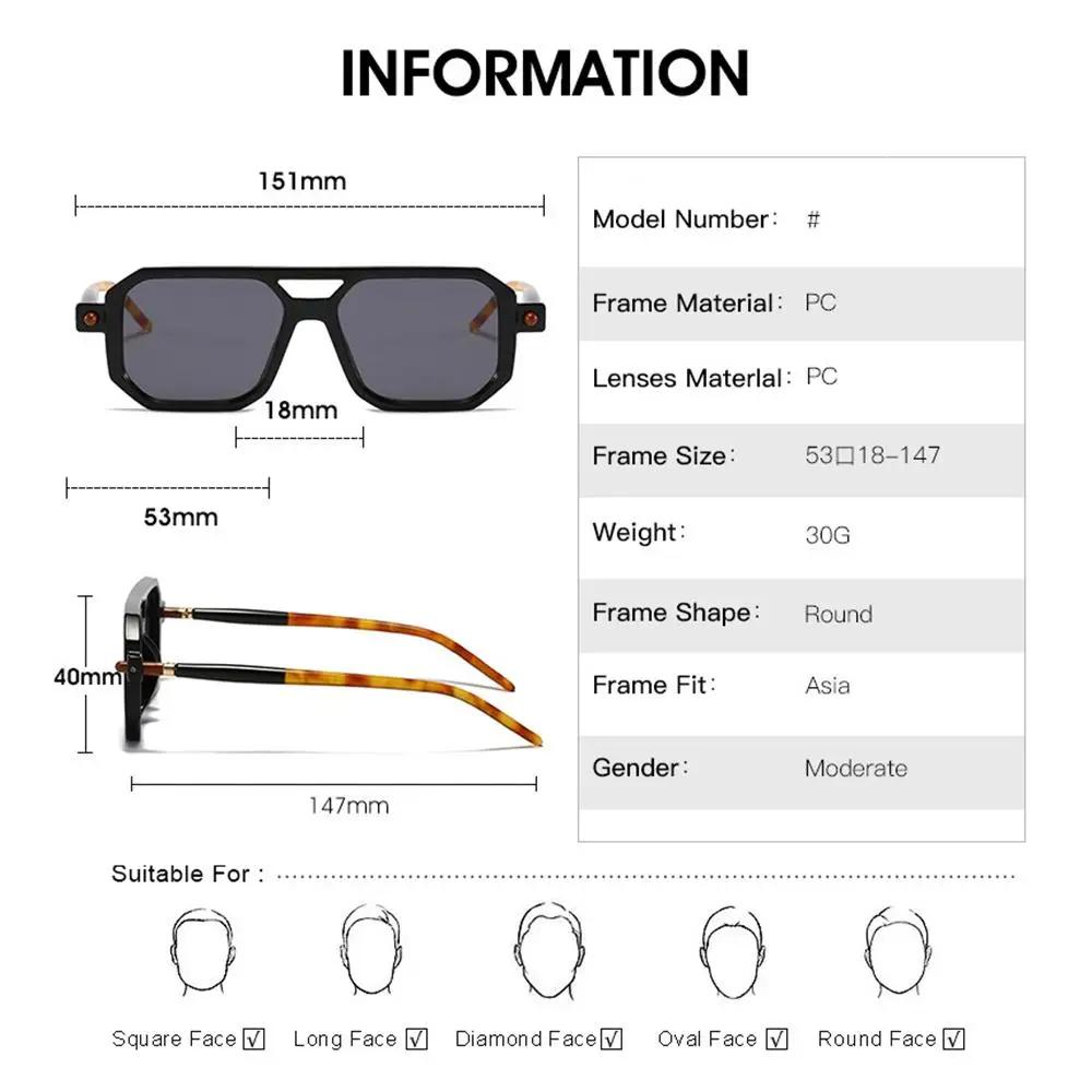 Vintage Square Women Sunglasses for Men Fashion  Retro Double Bridge Male Sun Glasses Eyewear Trendy Brand Design Shades