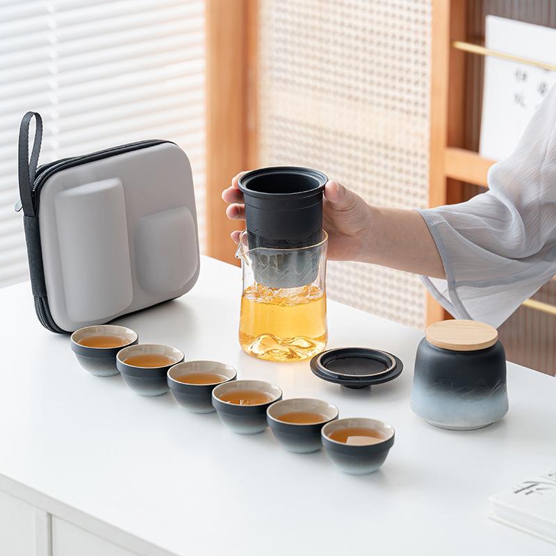 Simple Glass Portable Travel Tea Set Outdoor Express Cup Business Activities Holiday Souvenirs