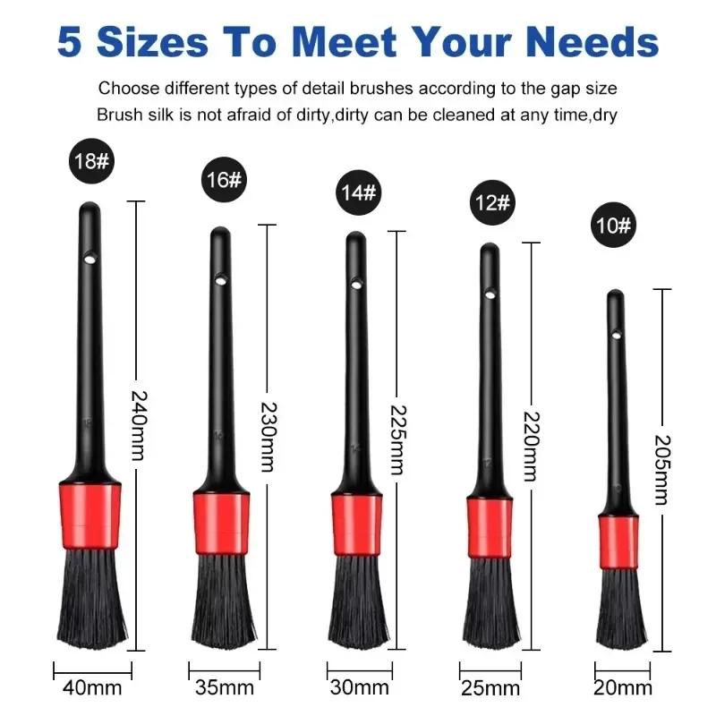 5Pcs Car Cleaning Brush Kit Auto Detail Brushes Dust Brushes for Car Interior Detailing Brush Set Wheel Rims Clean Brush Tools
