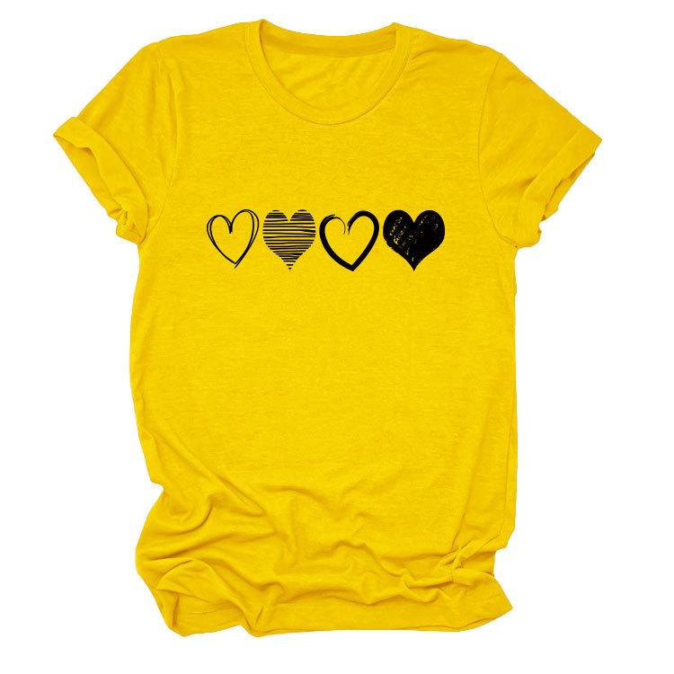 Fashion Trends Four Different Hollow-Out Love Women's Crew Neck Short Sleeve T-Shirts