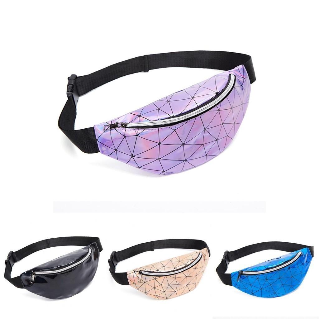 Sleek Geometric Holographic Waist Bags For Women Durable And Stylish Belt Packs