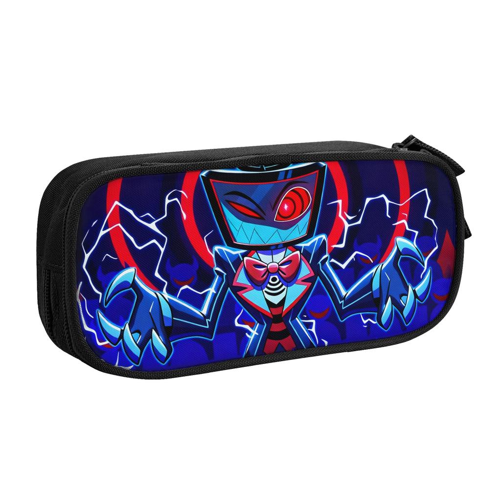Cute Hazbin Hotels Overlord Vox Pencil Cases for Girls Boys Large Storage Pen Bag Box School Supplies