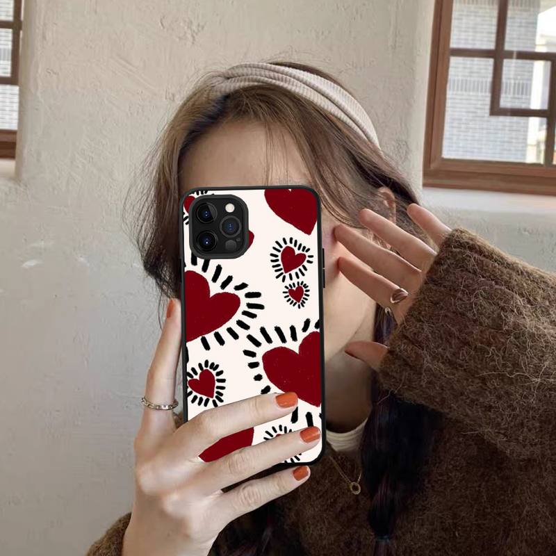 Cute Love Heart Phone Case for iPhone 11 12 13 Mini Pro Max 8 7 6 6S Plus X 5 SE 2020 XR XS Funda Case