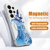 Blue White Ocean Wave Print Case For Samsung S26 Ultra S25 FE S24 S24 Plus A57 A37 A17 A56 A36 A16 A55 A35 A15 A54 5G Hybrid Magnetic Matte Cover