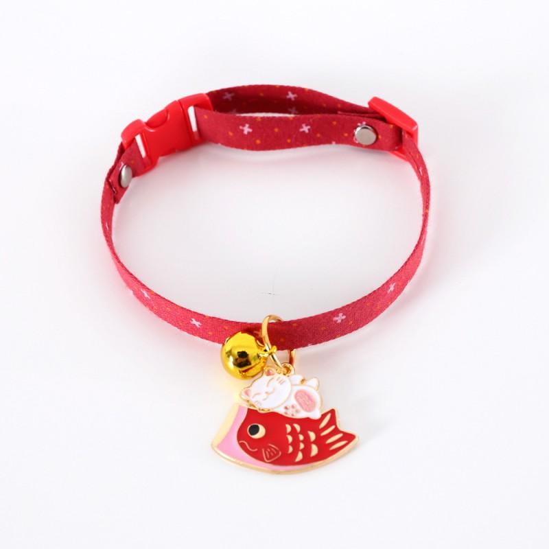 Adjustable Pet Collar With Polka Dot Cute Animal Charm Bell Cotton Cats Dogs Rabbits Bears