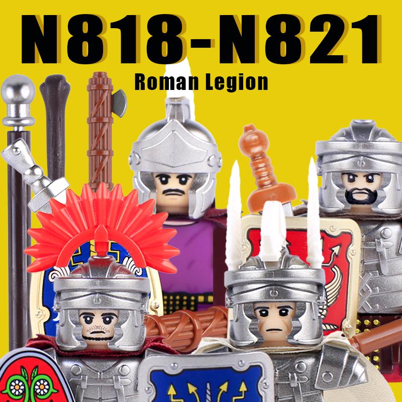 Medieval Military Rome Knights Building Blocks Castle Army Warrior Soldier Figures Crossbowman Shield Sword Legion Bricks Toys