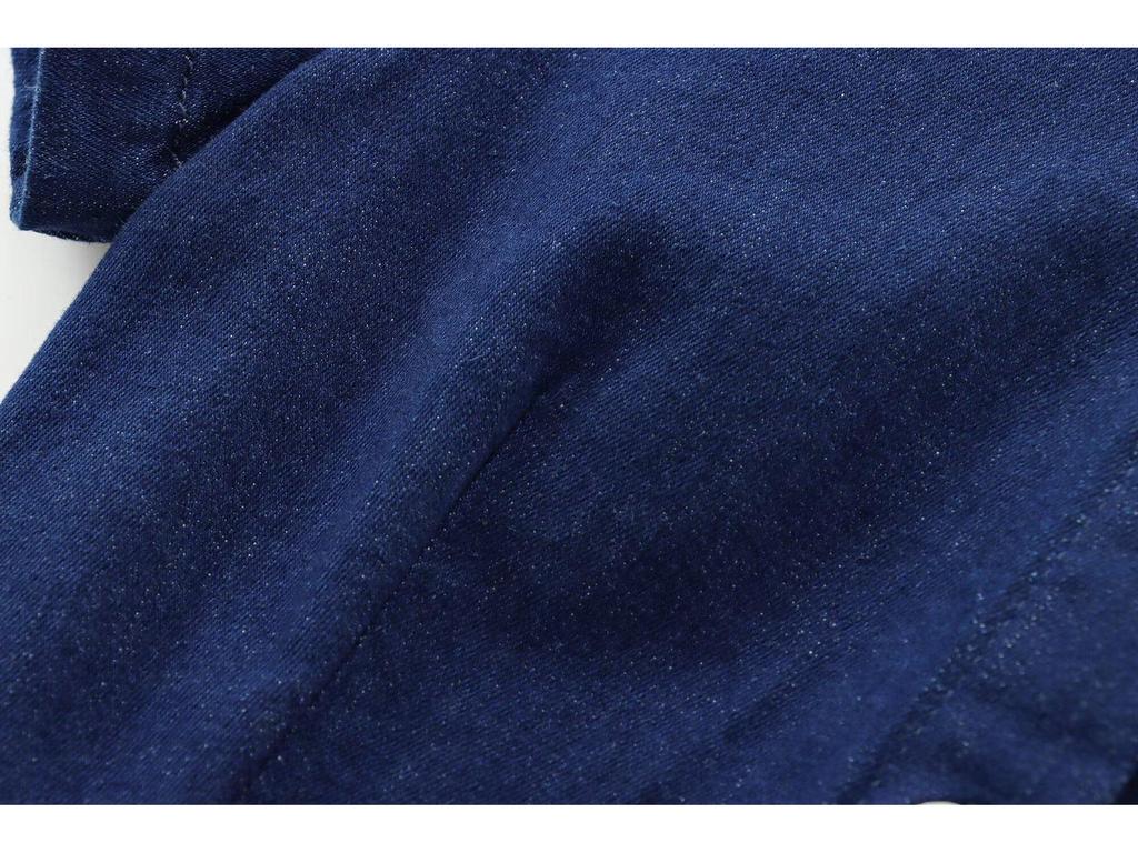 Europäischer & Amerikanischer Stil Damen Lässiges Einfarbiges Plissee Denim Mini Kleid für Sommer 2025