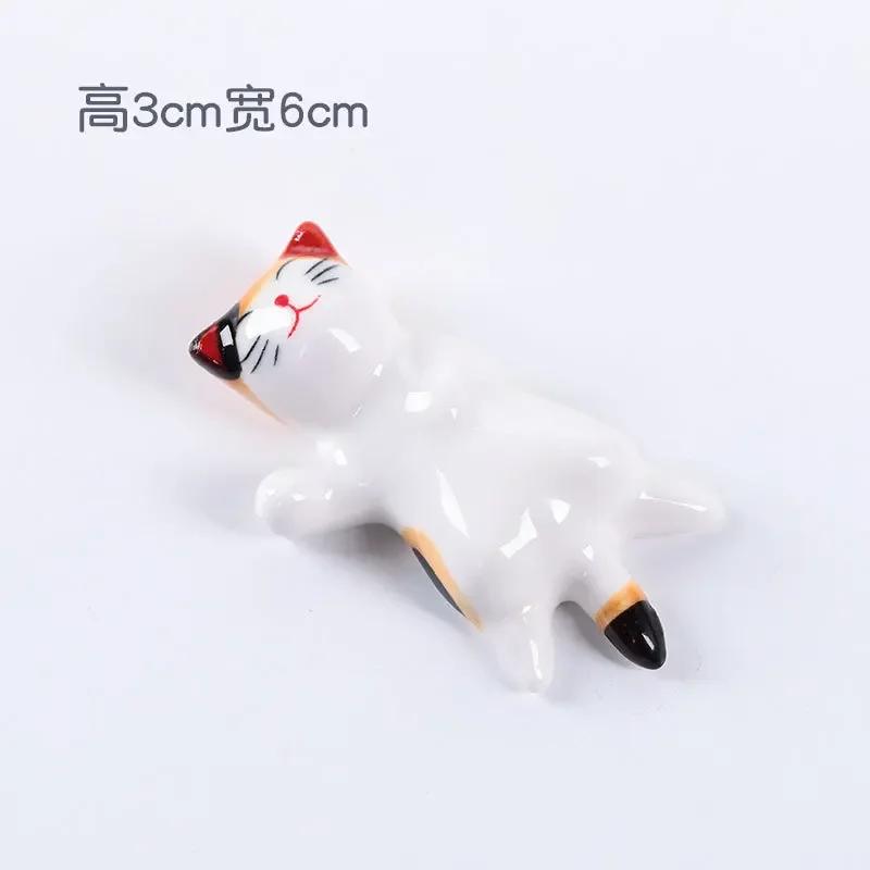 Zakka Cute Cat Chopstick Holder Tableware Japanese Style Underglaze Restaurant Simple Oval Spoon Bracket Utensil for Kitchen
