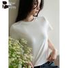 Women's Straight Shoulder Slim-Fit Round Neck Short Sleeve T-Shirt