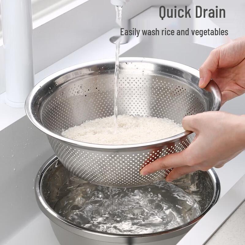 Stainless Steel Mixing & Washing Bowl Set (5-Piece)