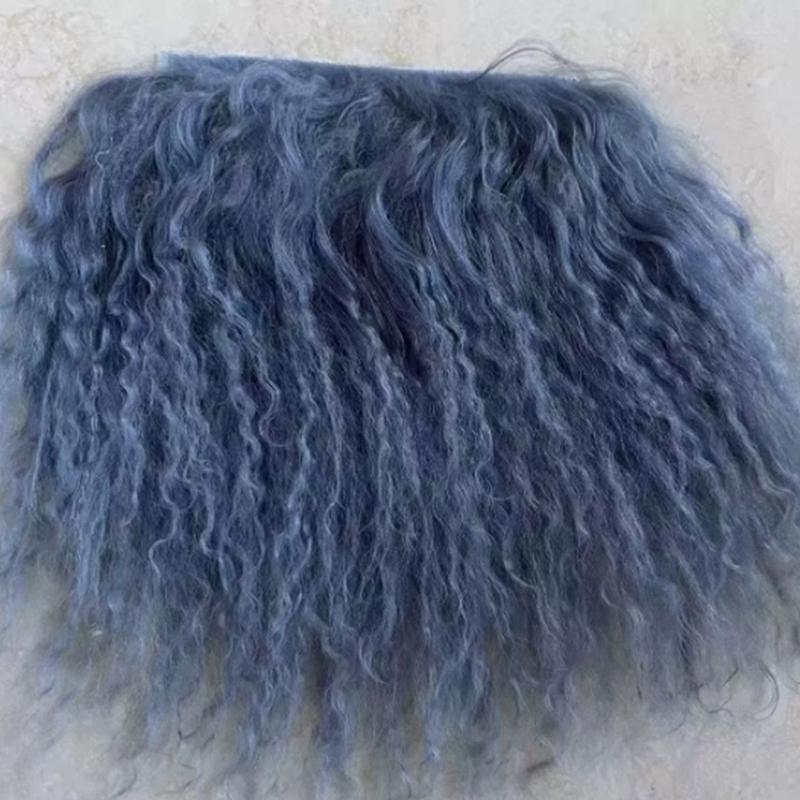 Mongolei Fell Schaffell Wolle Extensions Haarsträhne Lockige Textur Lockige Haarverlängerungen Strapazierfähig Lammfell Fell Puppe Spielzeug Zubehör