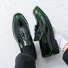 Large size pointed leather shoes men's fringed loafers spring and autumn new men's business casual shoes one-pedal leather shoes