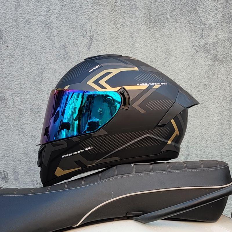 Motorcycle Helmet Men and Women Double Lens Party Sports Car Helmet New National Standard Four Seasons Personalized Bluetooth