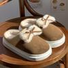 New Home Cotton Slippers Winter Indoor Velvet Warm Comfortable Soft Sole Heightening Bow Shoes Slippers