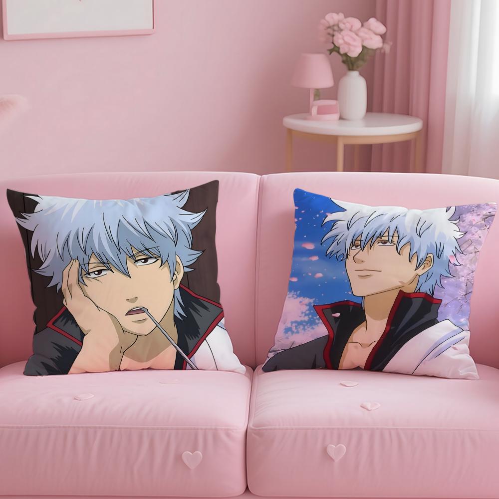 classic anime Gintama Cushion Cover Soft  EasyWash Pillow Case  Versatile for Couch Bed Travel and Office