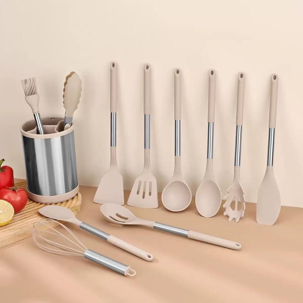 12PCS 360° Rotating Bucket Silicone Kitchen Utensils Set Kitchen Cooking Tools Kitchen