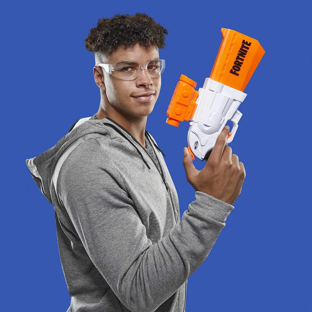 Hasbro Nerf Fortnite SR Hammer Action Manual Blaster with Detachable Scope and 8 4 Darts for and Authentic Darts, Loaded, Kids, Teens, Adults, E9391,