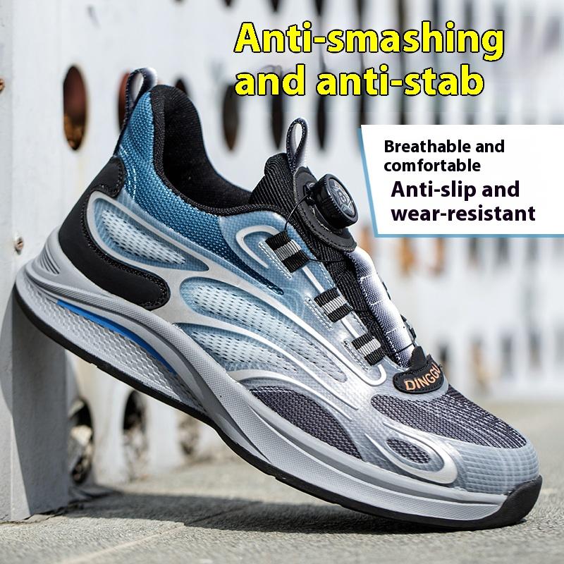 Rotating Button New Safety Shoes Men Anti-Smash Anti-Puncture Work Shoes Fashion Men Sport Shoes Security Protective Boots Men